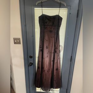 Black & Purple Ombré Beaded Spaghetti Strap Formal Dress